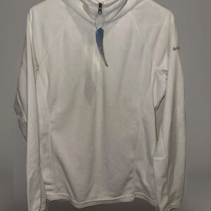Columbia 3/4 Zip White Pullover Sweatshirt Sz Medium NEW WITH TAGS